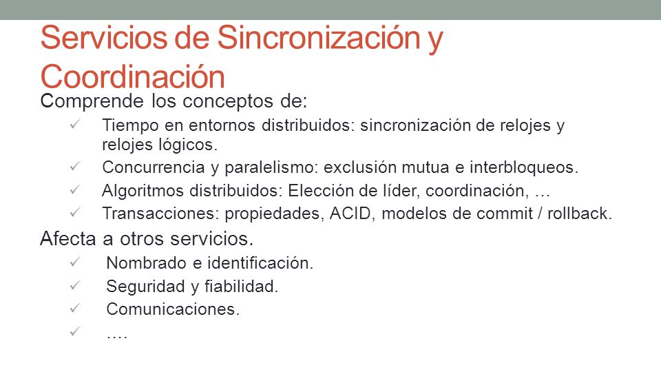 Servicios de Sincronización y Coordinación
