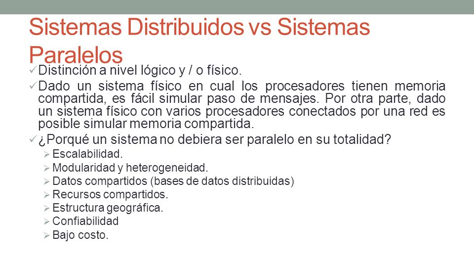 Sistemas Distribuidos vs Sistemas Paralelos