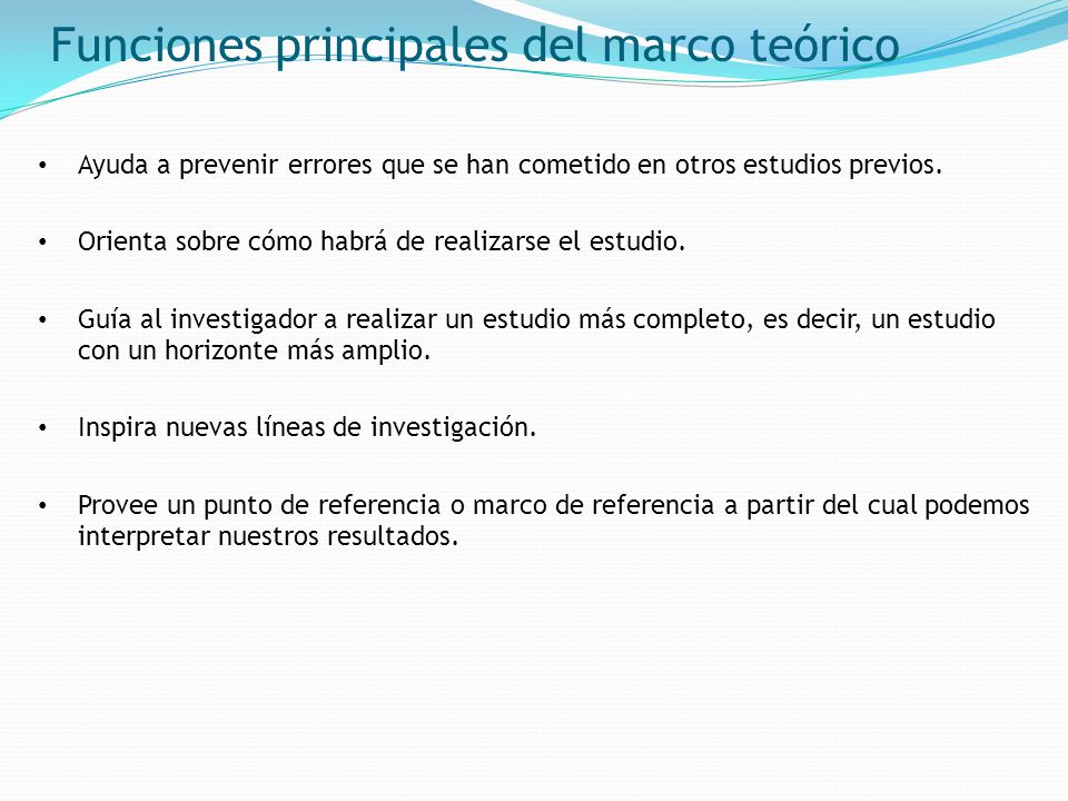 Funciones principales del marco teórico