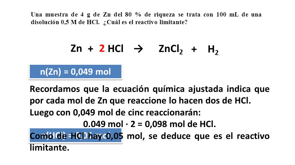 Zn + 2 HCl → ZnCl2 + H2 n(Zn) = 0,049 mol