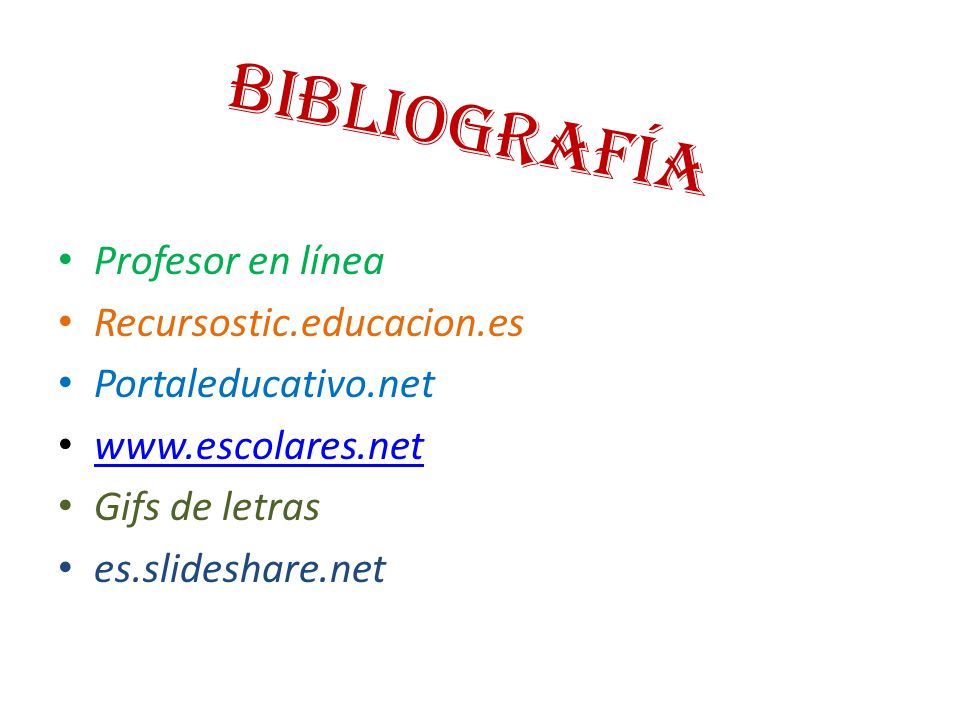 BIBLIOGRAFÍA Profesor en línea Recursostic.educacion.es
