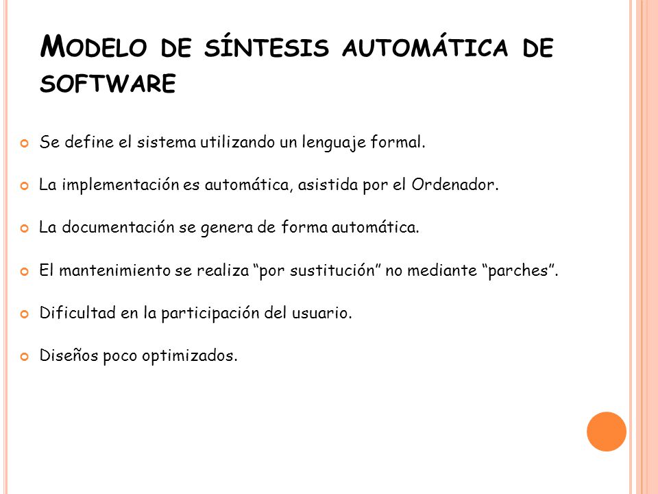 Modelo de síntesis automática de software