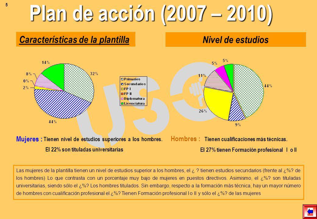 Plan de acción (2007 – 2010) Características de la plantilla