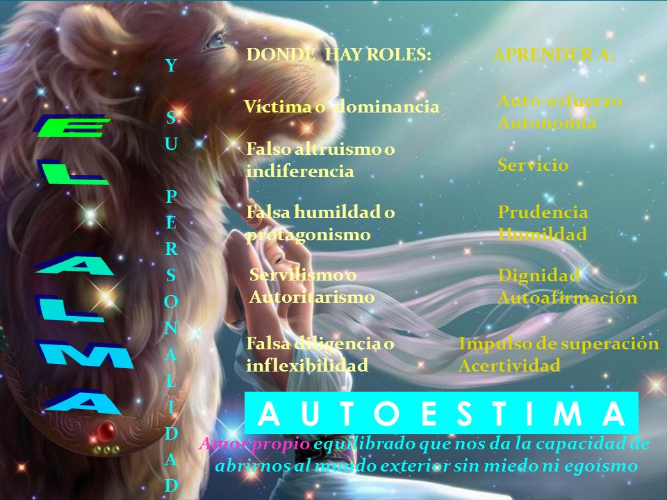 EL ALMA A U T O E S T I M A DONDE HAY ROLES: APRENDER A: