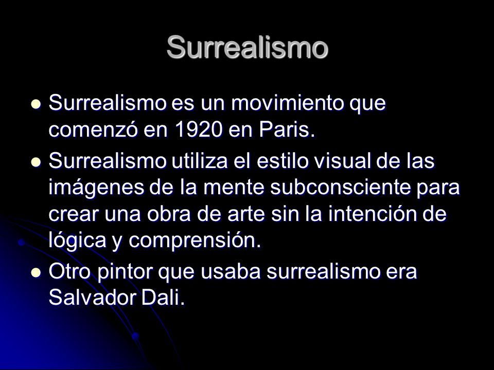Surrealismo Surrealismo es un movimiento que comenzó en 1920 en Paris.