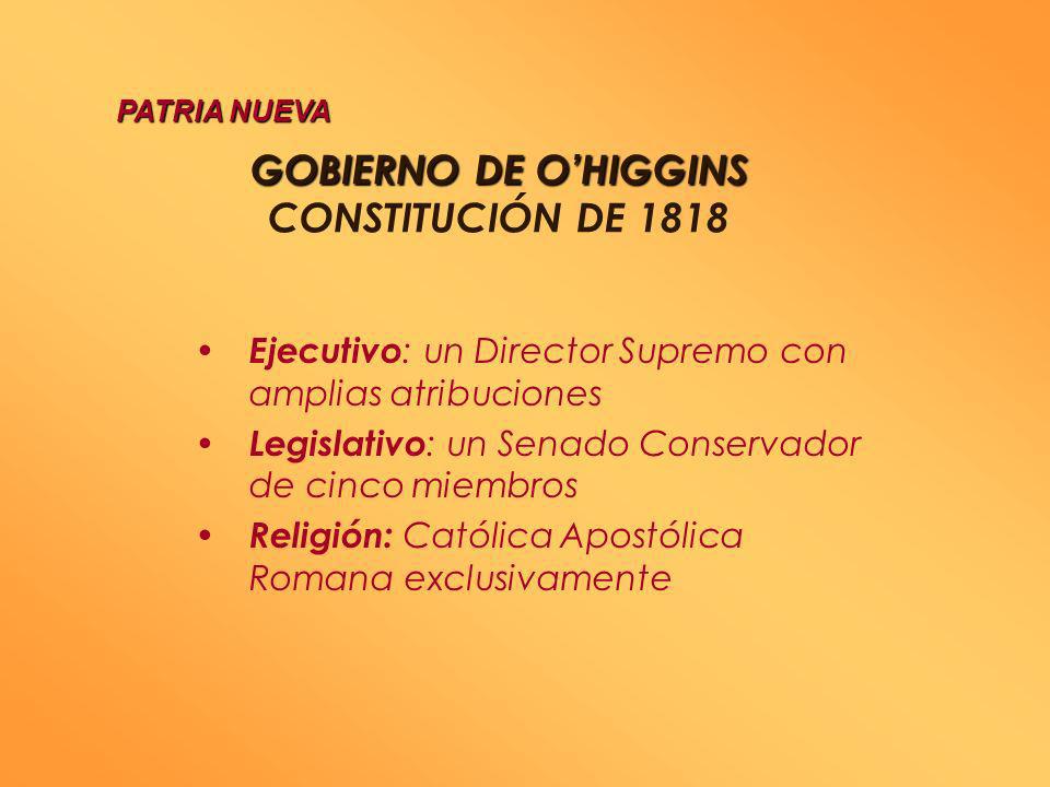 GOBIERNO DE O’HIGGINS CONSTITUCIÓN DE 1818