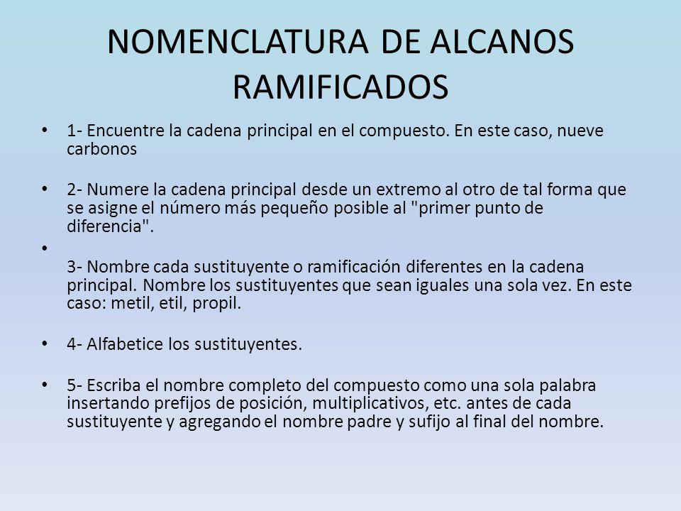 NOMENCLATURA DE ALCANOS RAMIFICADOS