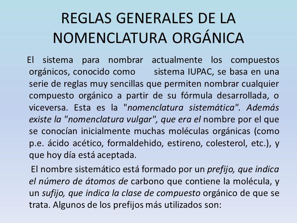 REGLAS GENERALES DE LA NOMENCLATURA ORGÁNICA