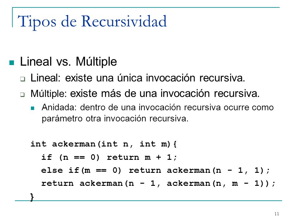 Tipos de Recursividad Lineal vs. Múltiple