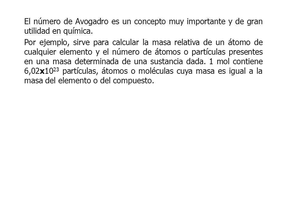 El número de Avogadro es un concepto muy importante y de gran utilidad en química.