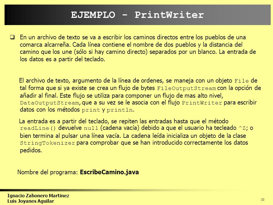 EJEMPLO - PrintWriter