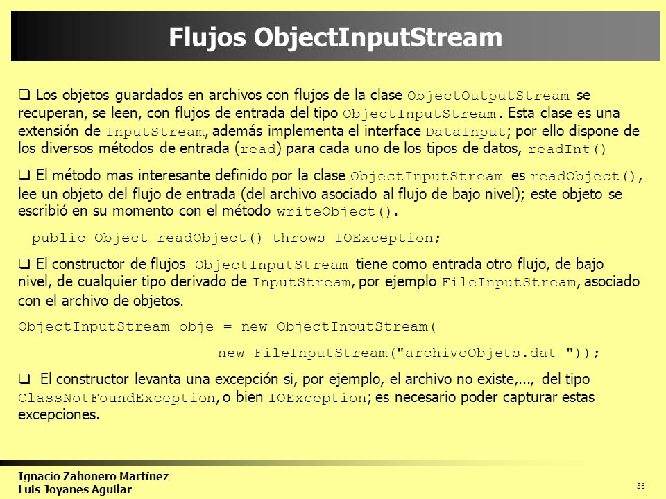 Flujos ObjectInputStream