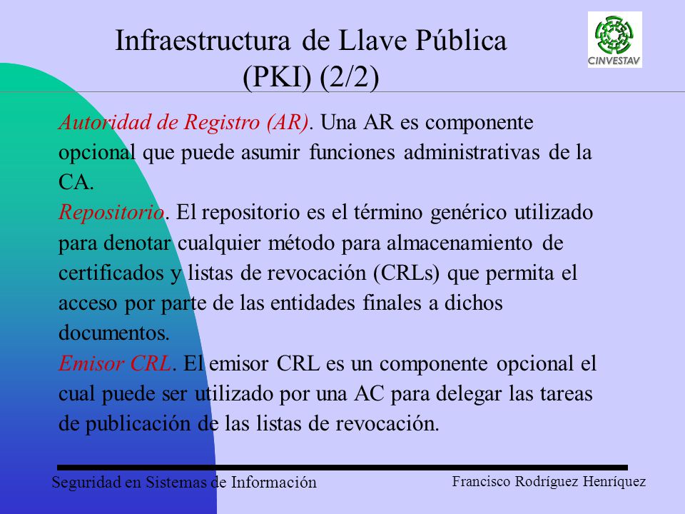 Infraestructura de Llave Pública (PKI) (2/2)