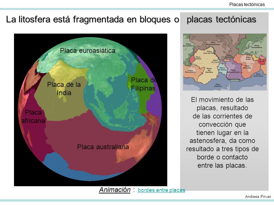 La litosfera está fragmentada en bloques o placas tectónicas