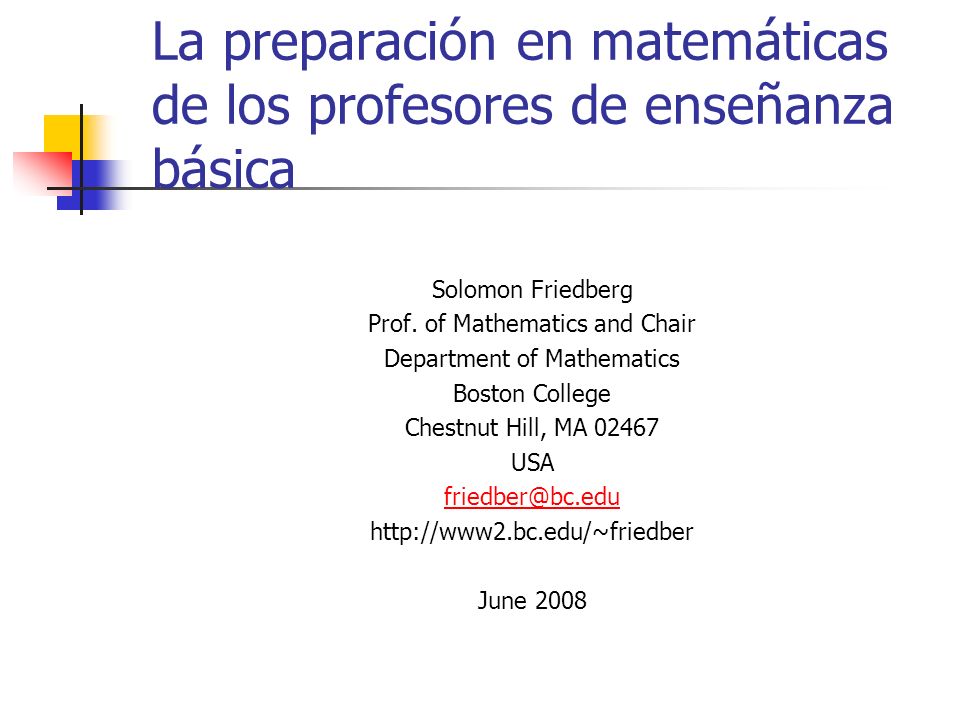 La preparación en matemáticas de los profesores de enseñanza básica