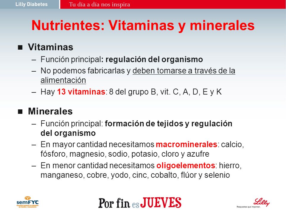Nutrientes: Vitaminas y minerales