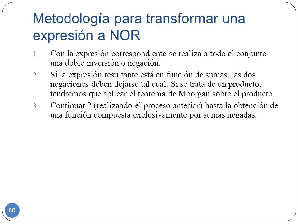 Metodología para transformar una expresión a NOR