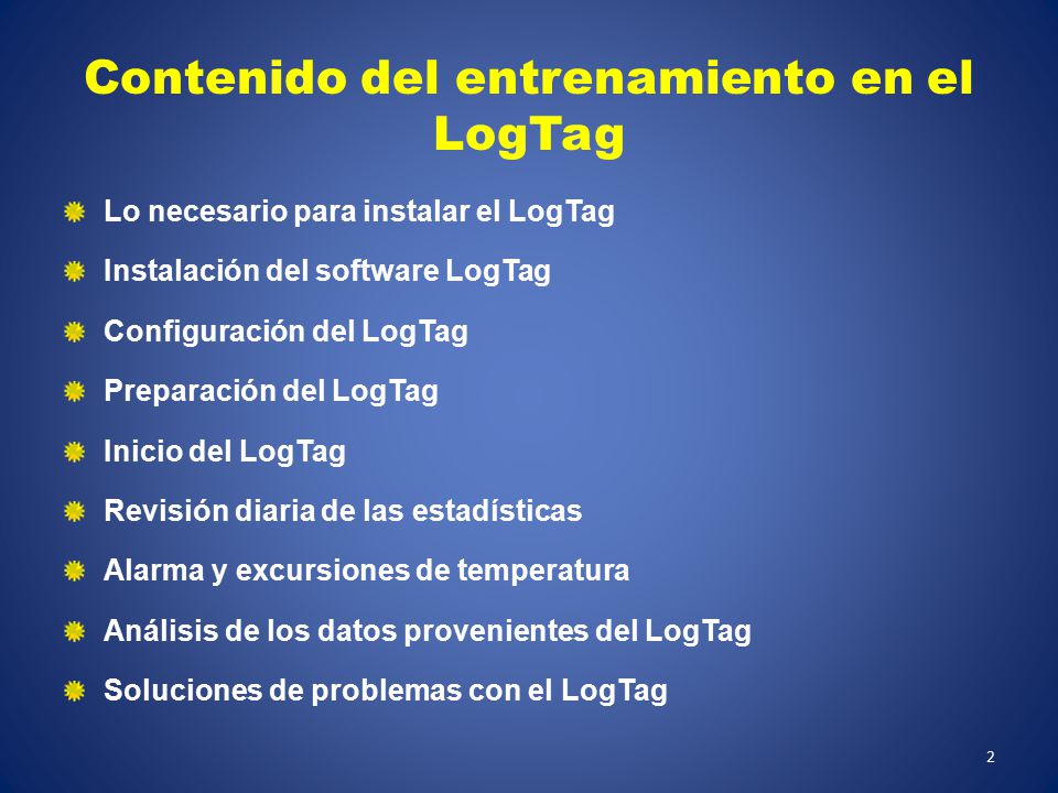 Contenido del entrenamiento en el LogTag
