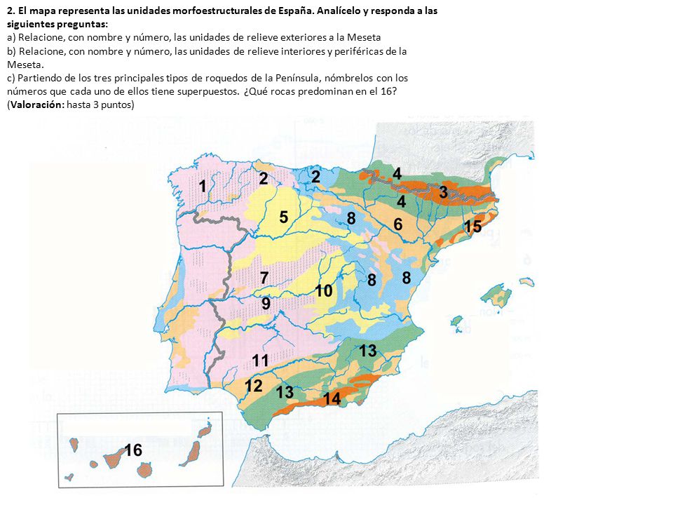 2. El mapa representa las unidades morfoestructurales de España