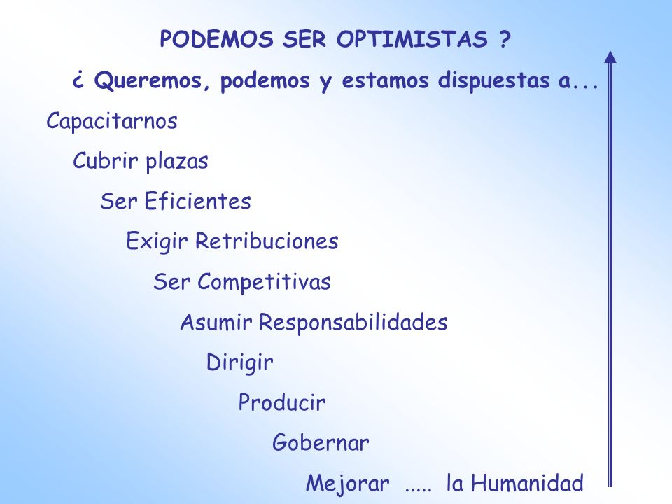 PODEMOS SER OPTIMISTAS ¿ Queremos, podemos y estamos dispuestas a...
