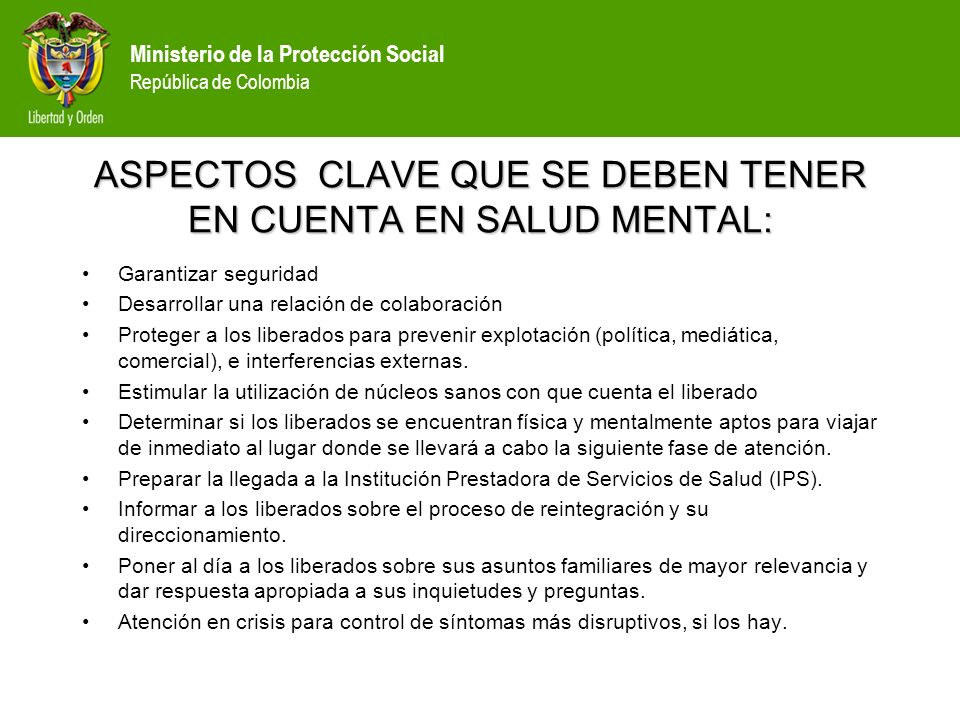 ASPECTOS CLAVE QUE SE DEBEN TENER EN CUENTA EN SALUD MENTAL:
