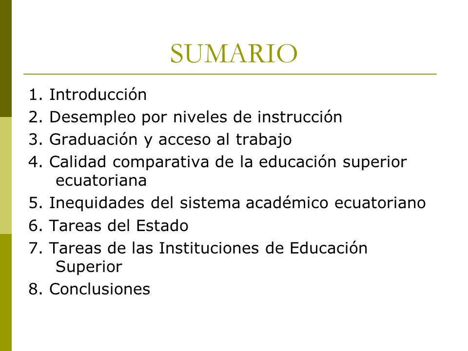 SUMARIO 1. Introducción 2. Desempleo por niveles de instrucción