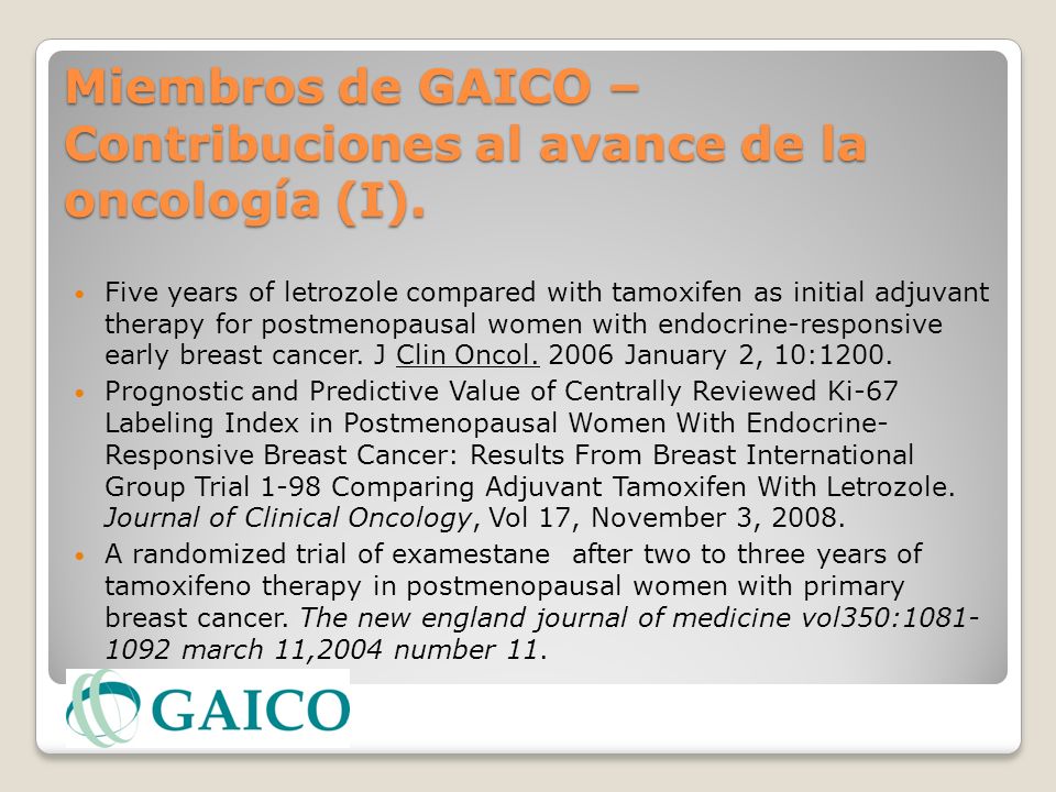 Miembros de GAICO – Contribuciones al avance de la oncología (I).