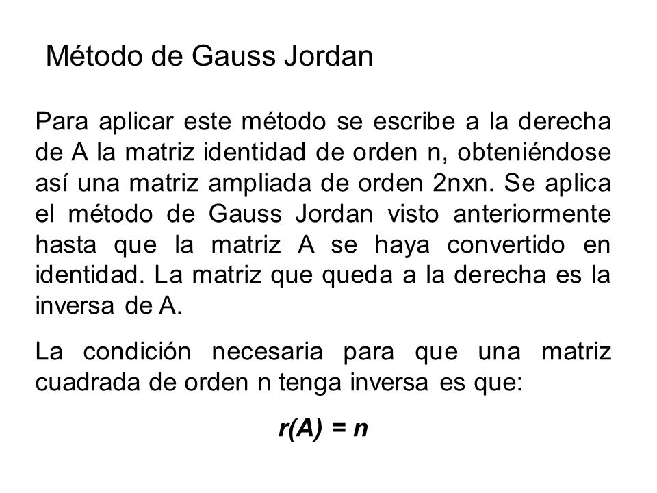 Método de Gauss Jordan