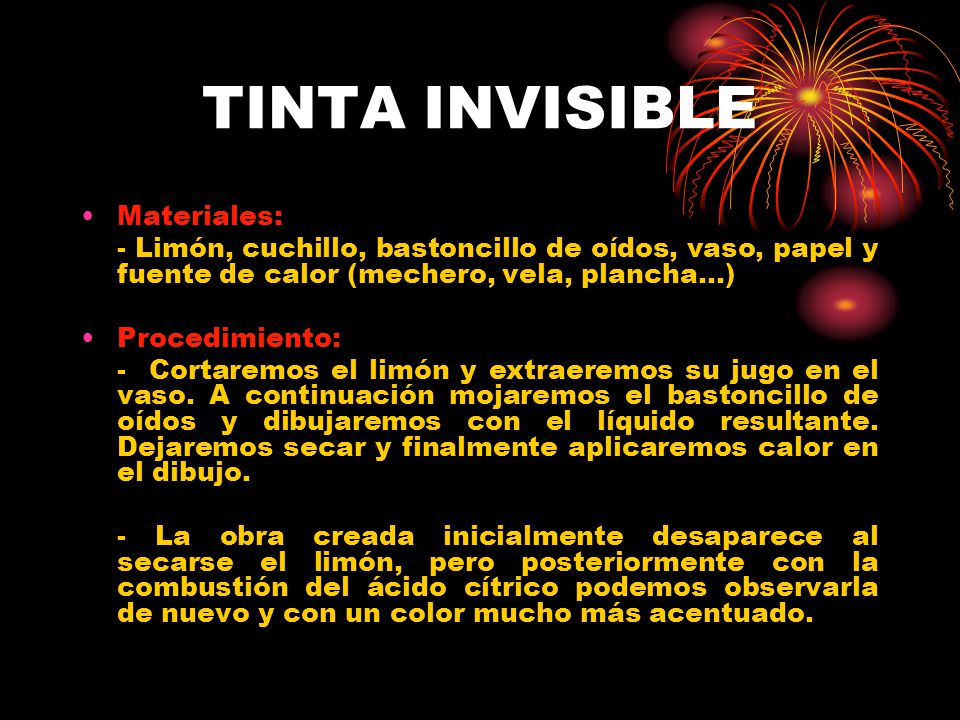 TINTA INVISIBLE Materiales: