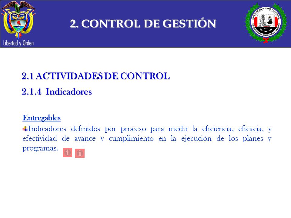 2. CONTROL DE GESTIÓN 2.1 ACTIVIDADES DE CONTROL Indicadores