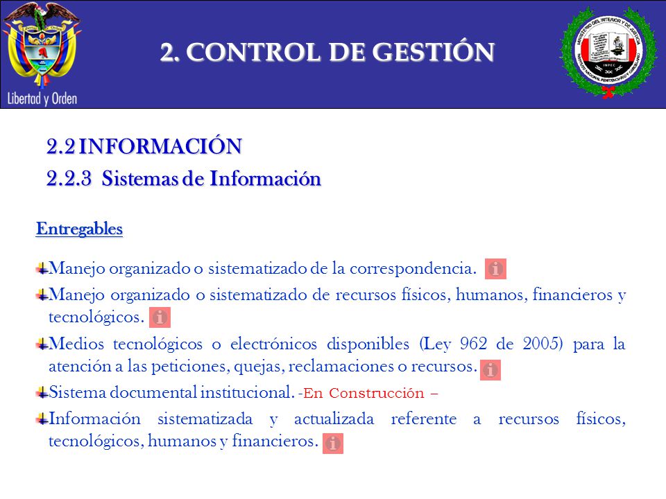 2. CONTROL DE GESTIÓN 2.2 INFORMACIÓN Sistemas de Información