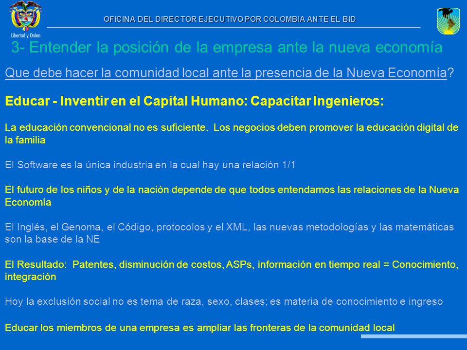 3- Entender la posición de la empresa ante la nueva economía