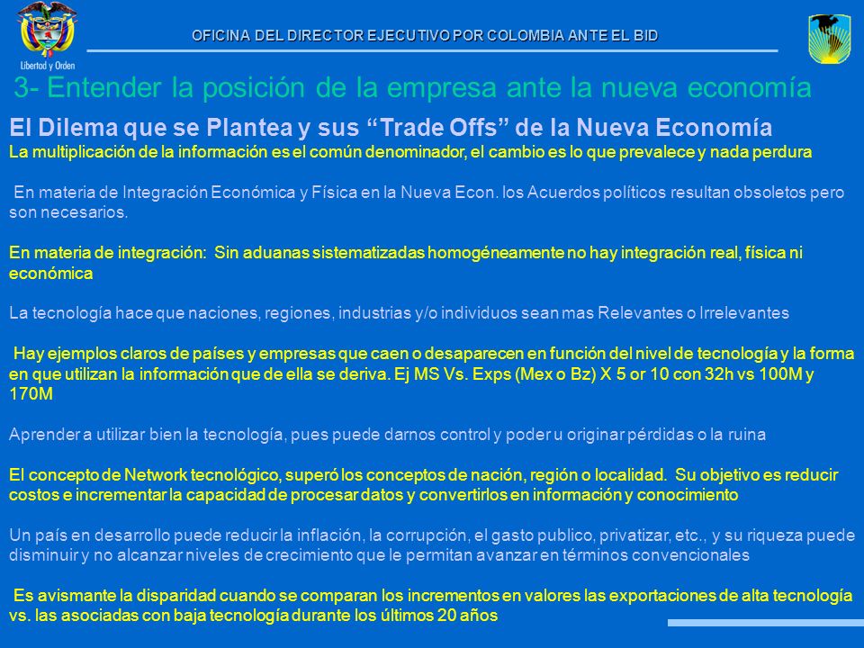 3- Entender la posición de la empresa ante la nueva economía