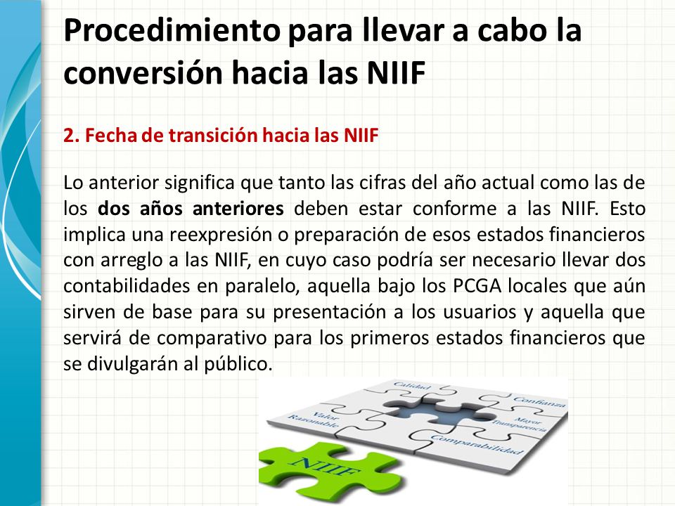 Procedimiento para llevar a cabo la conversión hacia las NIIF