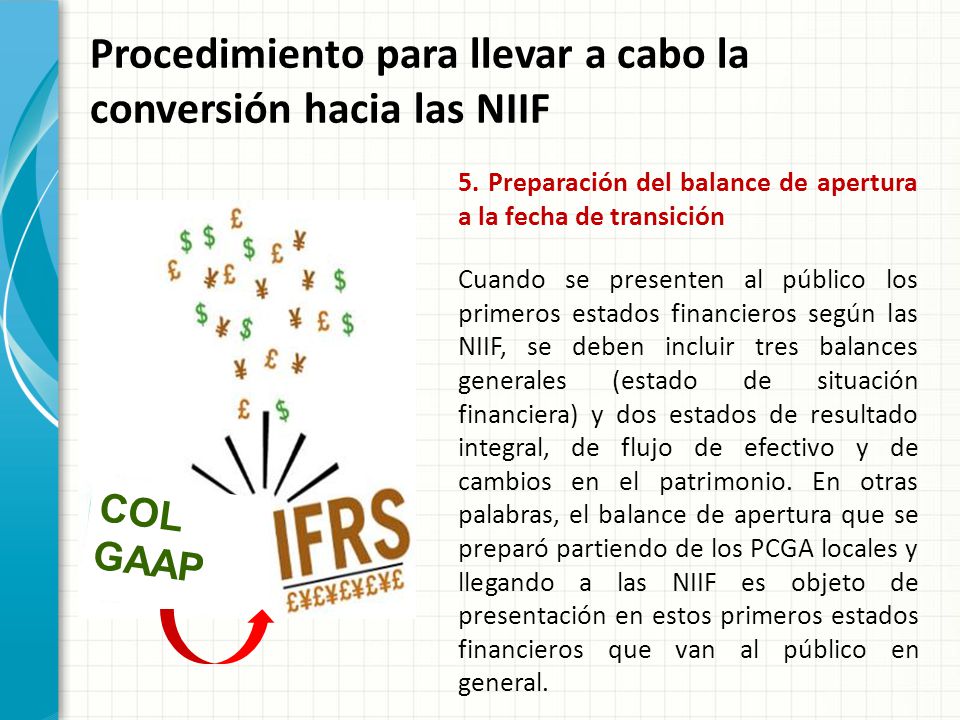 Procedimiento para llevar a cabo la conversión hacia las NIIF