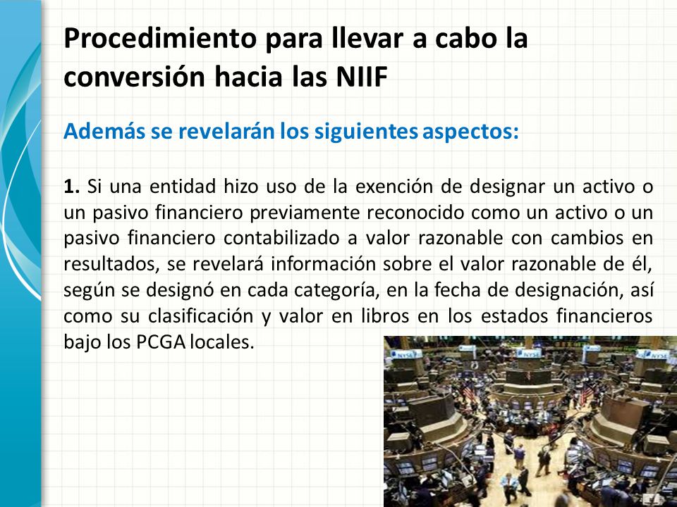 Procedimiento para llevar a cabo la conversión hacia las NIIF