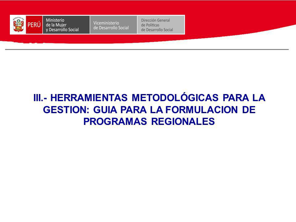 III.- HERRAMIENTAS METODOLÓGICAS PARA LA GESTION: GUIA PARA LA FORMULACION DE PROGRAMAS REGIONALES