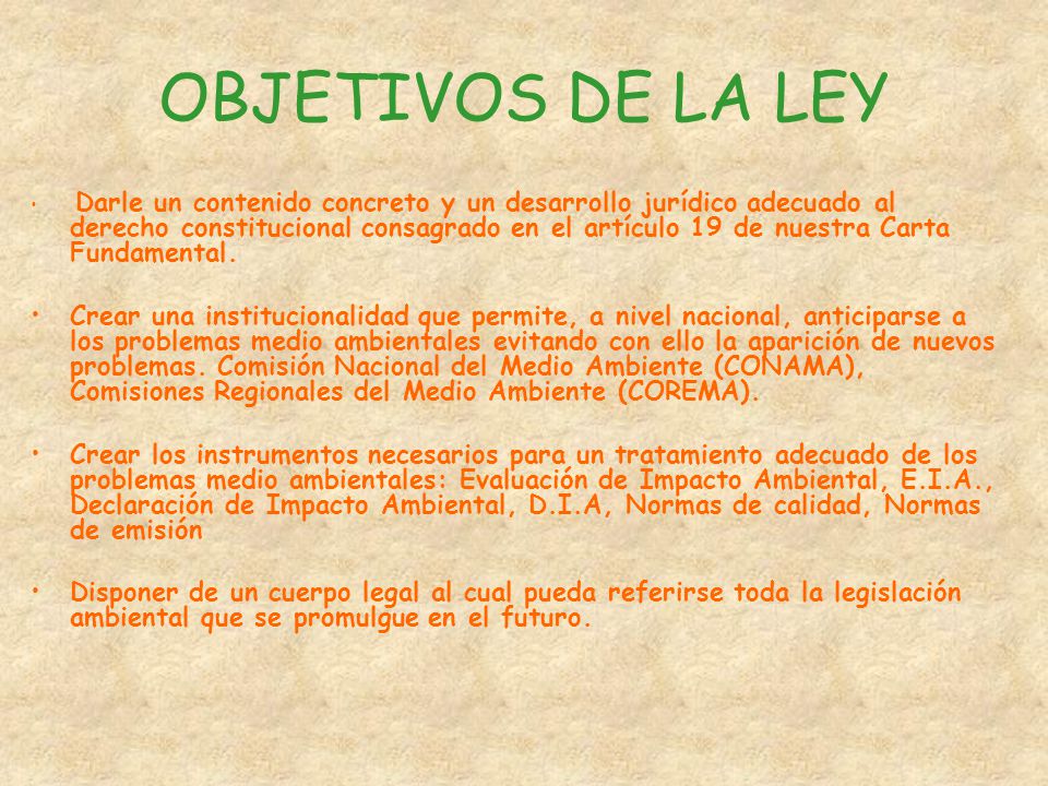 OBJETIVOS DE LA LEY