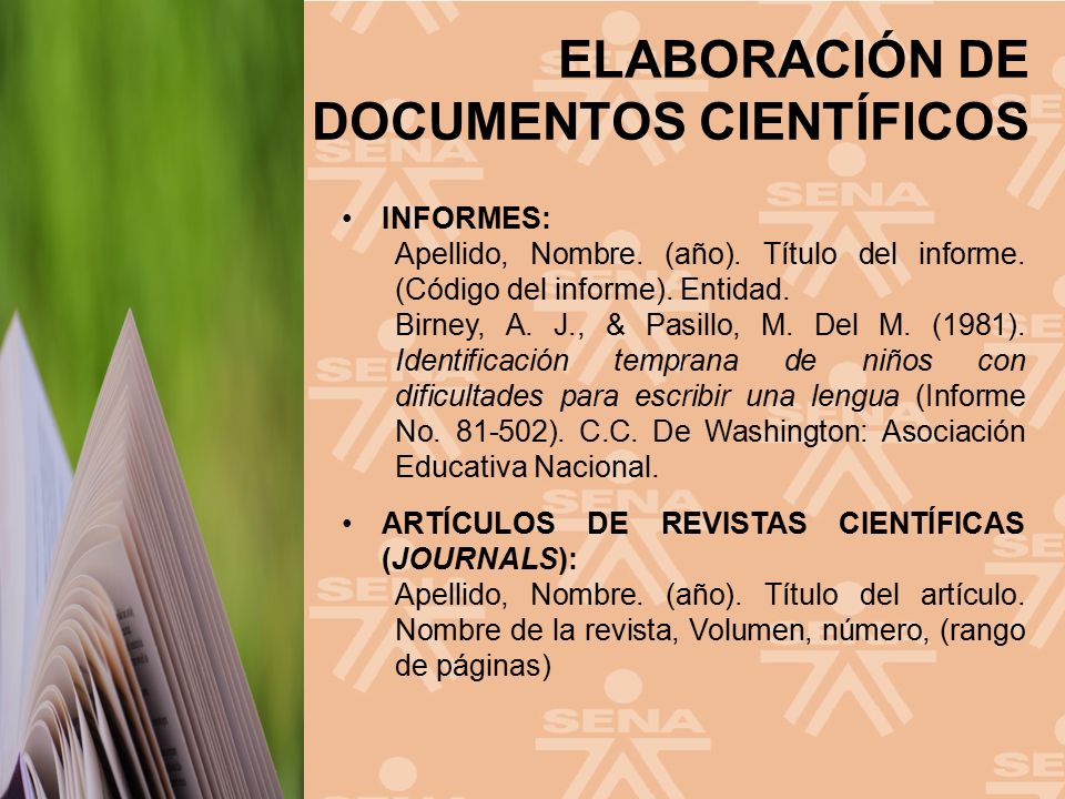 INFORMES: Apellido, Nombre. (año). Título del informe. (Código del informe). Entidad.