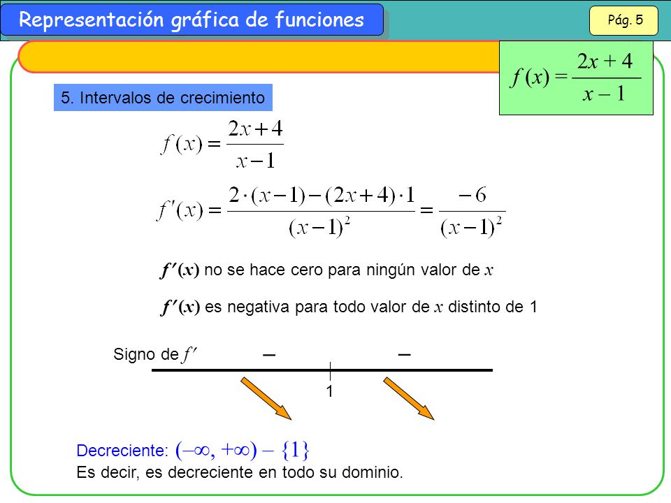 f (x) =  2x + 4. x – Intervalos de crecimiento. f (x) no se hace cero para ningún valor de x.