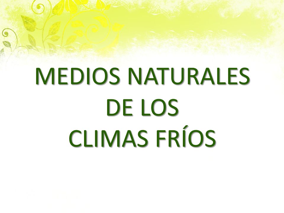 MEDIOS NATURALES DE LOS CLIMAS FRÍOS