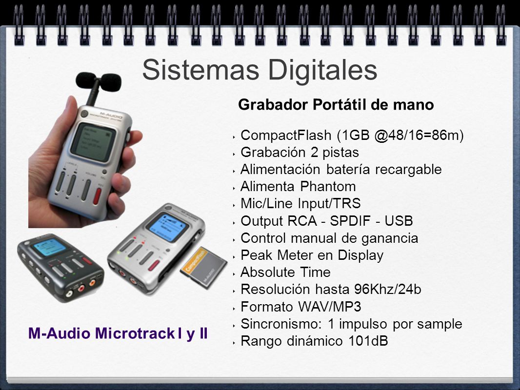 Sistemas Digitales Grabador Portátil de mano M-Audio Microtrack I y II