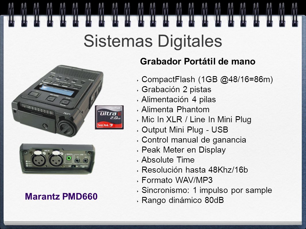 Sistemas Digitales Grabador Portátil de mano Marantz PMD660
