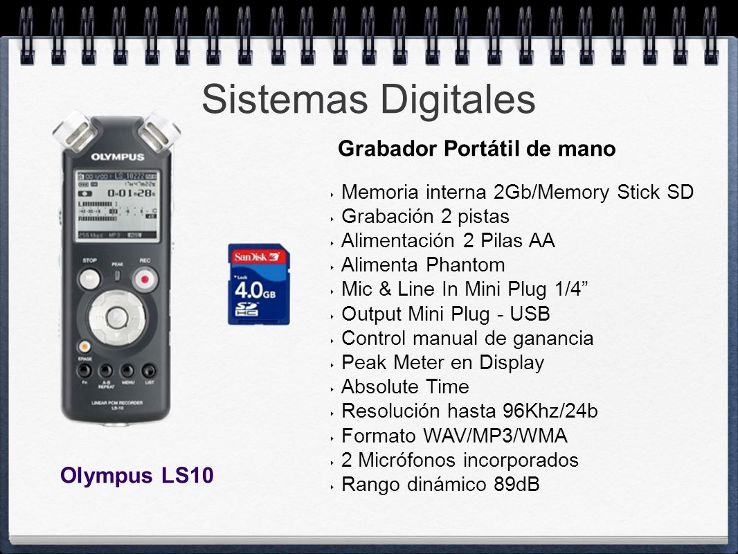 Sistemas Digitales Grabador Portátil de mano Olympus LS10