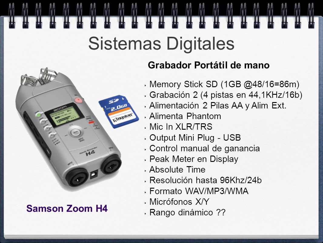 Sistemas Digitales Grabador Portátil de mano Samson Zoom H4