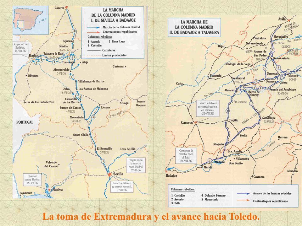 La toma de Extremadura y el avance hacia Toledo.