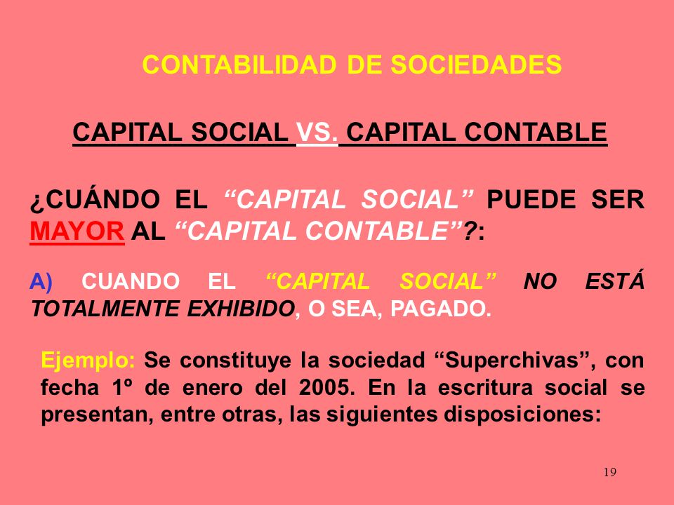 CAPITAL SOCIAL VS. CAPITAL CONTABLE