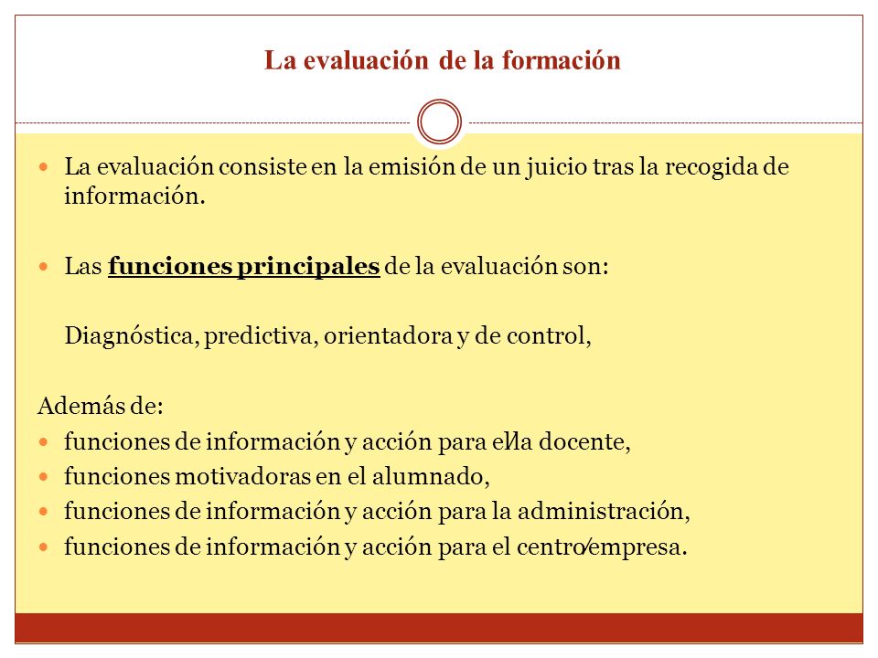 La evaluación de la formación