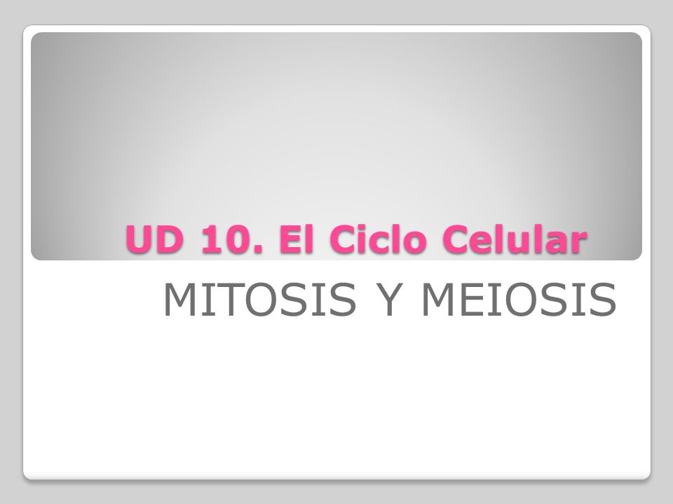 UD 10. El Ciclo Celular MITOSIS Y MEIOSIS