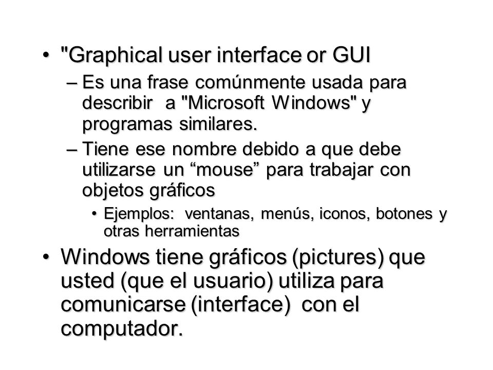 Graphical user interface or GUI